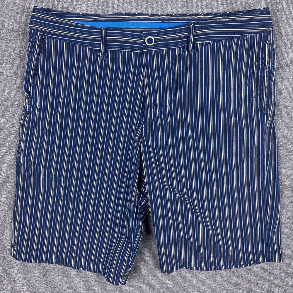 Tommy Bahama Stripe Putter Shorts Mens 34 Seersucker Blue‎ Golf Stretch Preppy